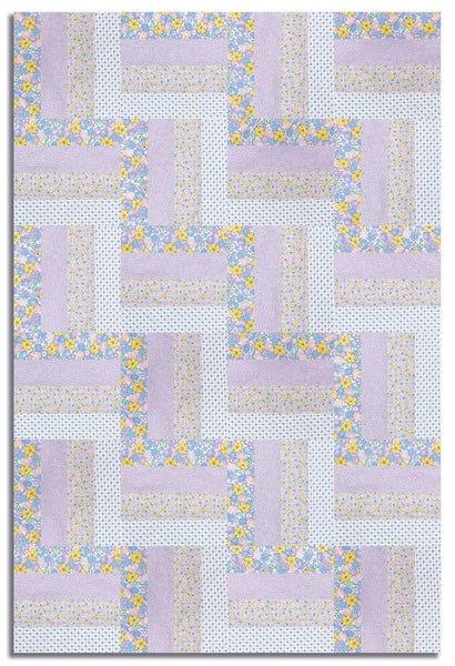 Moda Pre-cut 24 Block Rail Fence Quilt Kit - 30's Playtime 2025- Lilac