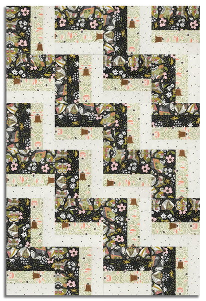 Moda Pre-cut 24 Block Rail Fence Quilt Kit - Night Owl