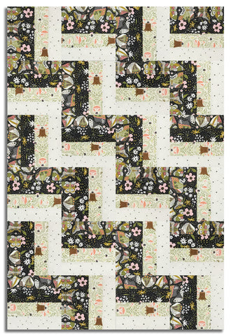 Moda Pre-cut 24 Block Rail Fence Quilt Kit - Night Owl