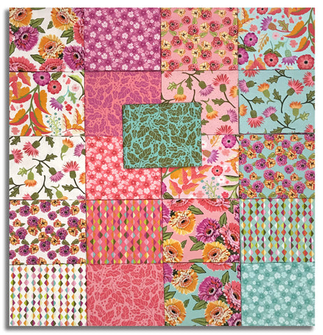 Riley Blake Pre-Cut 21 Piece Fat Quarters FQ 16690 21 - Zinnias