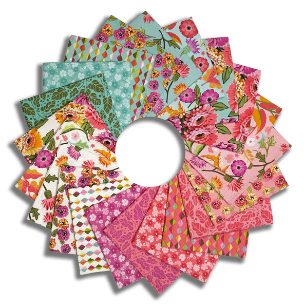 Riley Blake Pre-Cut 21 Piece Fat Quarters FQ 16690 21 - Zinnias