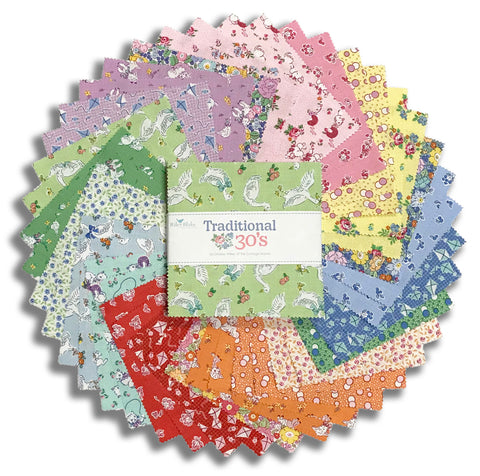 Riley Blake Pre-Cut 42 Piece 5" Stacker Charm Squares 18240 42 - Traditional 30's