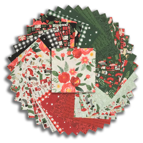 Riley Blake Pre-Cut 42 Piece 5" Stacker Charm Squares 16350 42 - Charming Christmas
