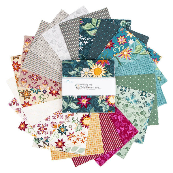 Riley Blake Pre-Cut 42 Piece 5" Stacker Charm Squares 18250 42 - Where The Wildflowers Are