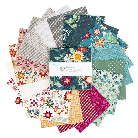 Riley Blake Pre-Cut 42 Piece 5" Stacker Charm Squares 18250 42 - Where The Wildflowers Are