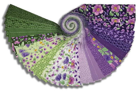 Riley Blake Pre-Cut 40 Piece 2 1/2" Rolie Polie Jelly Roll RP 15640 40 - Plum Petals