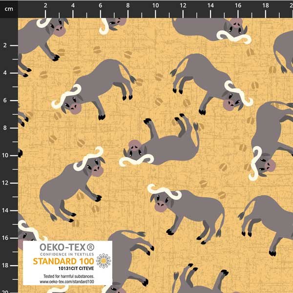 Blank Quilting Stof Coco's Safari 4501 905 Yellow Water Buffalo By The Yard