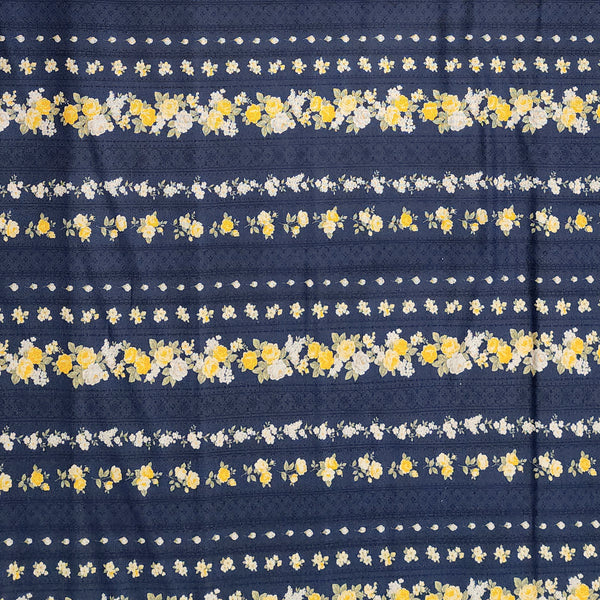 Blank Quilting Sofie Roses 4501 522 Navy Floral Lace Stripe By The Yard