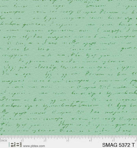 P&B Textiles Sweet Magnolia 5372-T Script Teal By The Yard