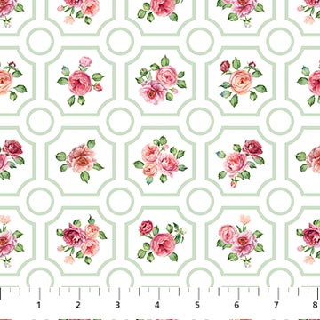 Northcott Blush SP25619 10 White Floral Grid By The Yard