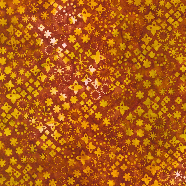 Batiks artisanaux Kaufman - arc-en-ciel rétro 22403 322 épices orange par cour
