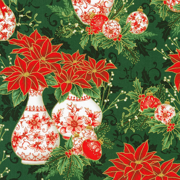 Kaufman Holiday Flourish: Festive Finery - Holiday Colorstory 22284 274 Pine Florals By The Yard