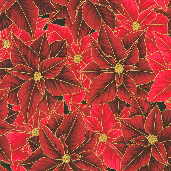 Kaufman Holiday Flourish: Festive Finery - Holiday Colorstory 22285 113 Cranberry Poinsettias By The Yard