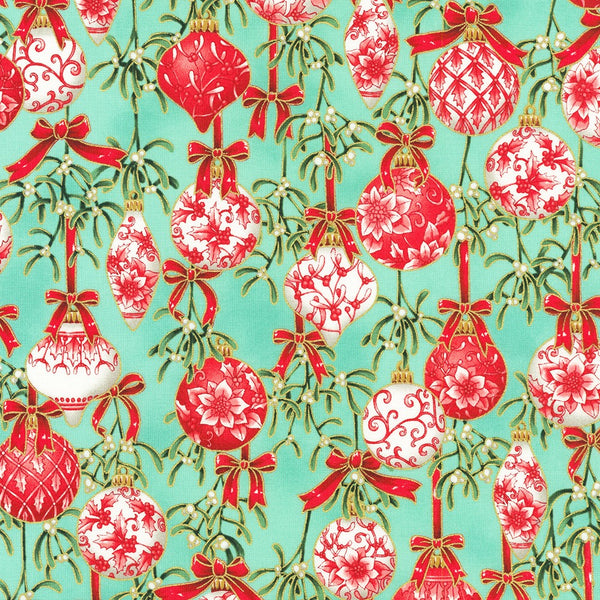 Kaufman Holiday Flourish: Festive Finery - Holiday Colorstory 22287 32 Mint By The Yard