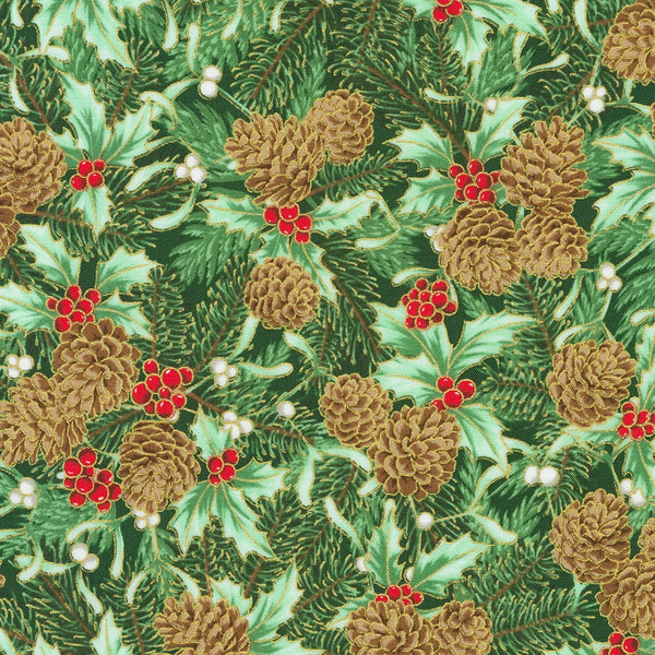 Kaufman Holiday Flourish: Festive Finery - Holiday Colorstory 22289 459 Fresh Sage By The Yard