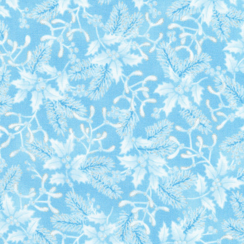 Kaufman Holiday Flourish: Festive Finery - Blue Colorstory 22290 63 Sky Holly By The Yard