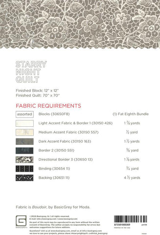 STARRY NIGHT - BASICGREY Quilt Pattern 036 DIGITAL DOWNLOAD