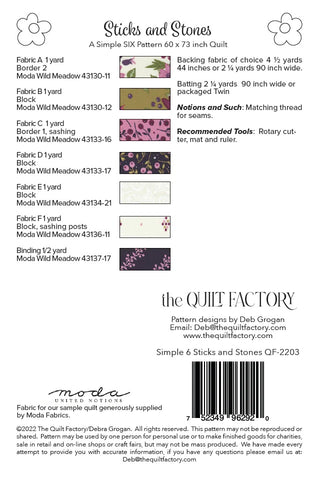 STICKS & STONES - The Quilt Factory Pattern QF-2203 DIGITAL DOWNLOAD
