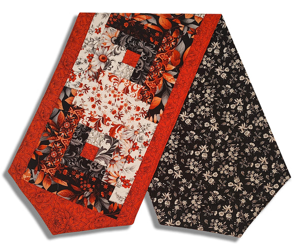 Fully FINISHED Log Cabin Table Runner - Henry Glass - Scarlet's Treasure #2