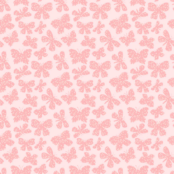 Poppie Cotton Painted Blossoms PB24655 Scattered Butterflies Pink By The Yard