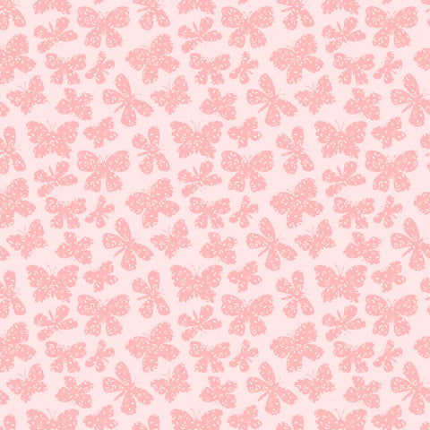 Poppie Cotton Painted Blossoms PB24655 Scattered Butterflies Pink By The Yard
