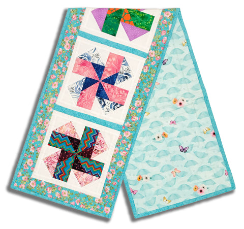 Fully FINISHED Scrap Happy Table Runner - Misc. Fabrics