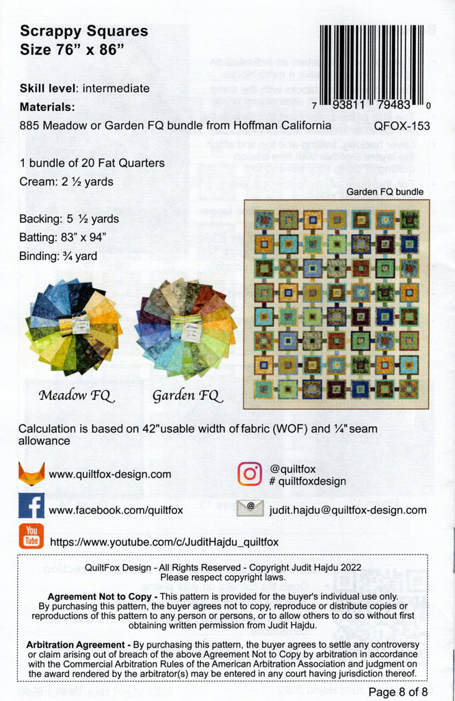 SCRAPPY SQUARES Quiltfox Design Quilt Pattern Jordan Fabrics