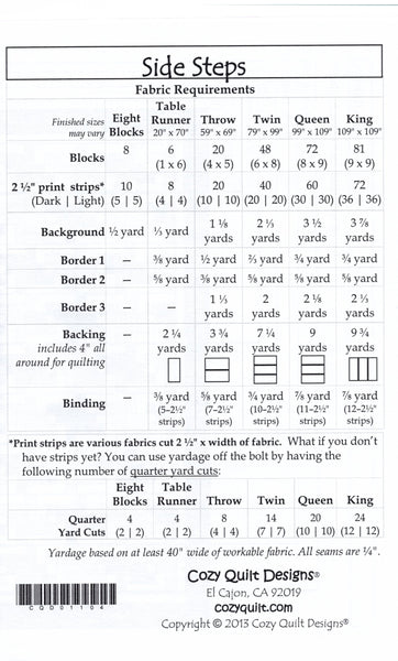 SIDE STEPS - Cozy Quilt Designs Pattern – Jordan Fabrics