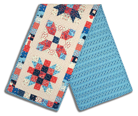 Fully FINISHED Sister's Choice Table Runner - Red White & Bang!