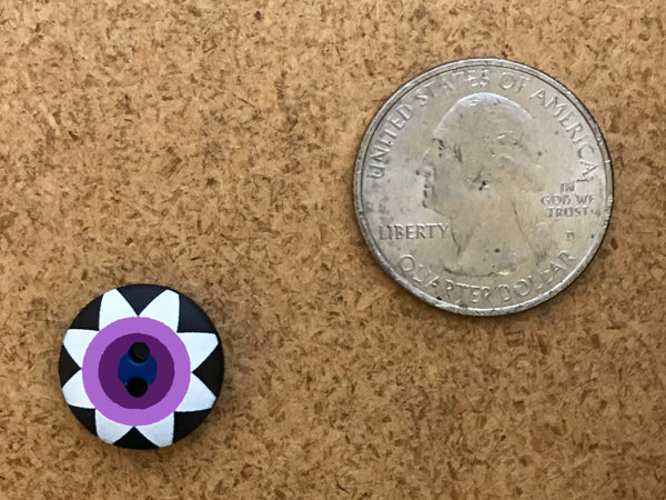 Kaffe Fassett  - Dill Buttons - STARFLOWER BLACK/PURPLE - 15mm