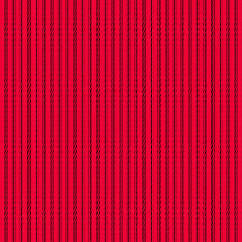 Henry Glass & Co. Stitching Housewives Stripes 9828 88 Red Black Ticking Stripe On Red By The Yard