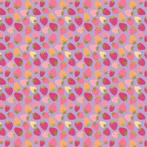 Poppie Cotton Calico Cowgirls CW24810 Strawberry Pie Purple By The Yard