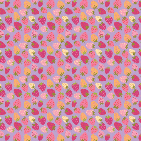 Poppie Cotton Calico Cowgirls CW24810 Strawberry Pie Purple By The Yard