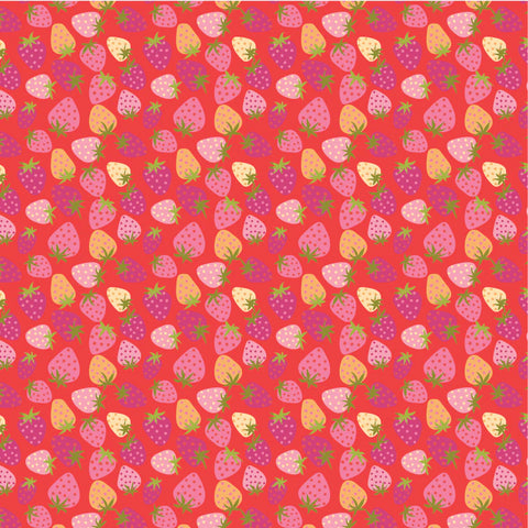 Poppie Cotton Calico Cowgirls CW24808 Strawberry Pie Red By The Yard