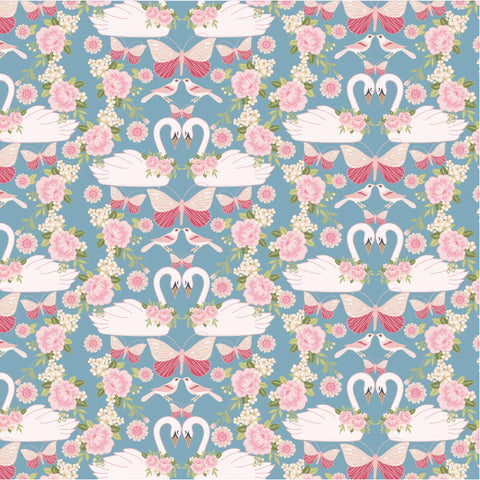 Poppie Cotton Stolen Moments SM25311 Swan Song Bleu By The Yard