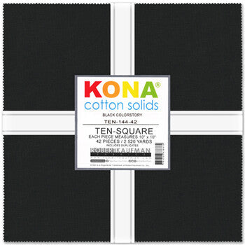 Kaufman Kona Pre-Cuts 42 Piece 10" Squares Layer Cake 144 42 - Black