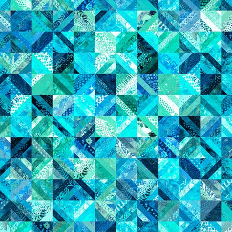 Hoffman Waves T4887 79 Patchwork Seafoam By The Yard