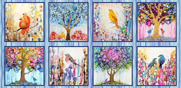 P&B Textiles Tree Of Life 6377 MU Multi Painted Nature Block By The Yard