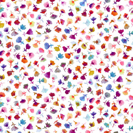 P&B Textiles Tree Of Life 6381 W White Tossed Flower Buds By The Yard