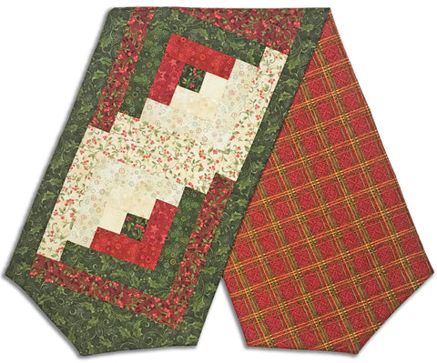 Fully FINISHED Log Cabin Table Runner - Star of Wonder Holiday Spirit