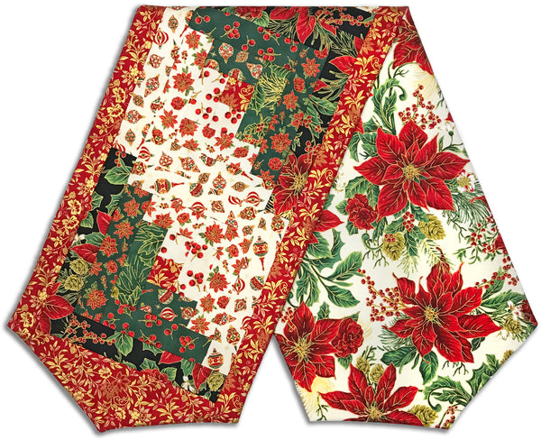 Jordan Fabrics Pre-Cut Log Cabin Table Runner Kit - Christmas Blossom - Christmas Joy