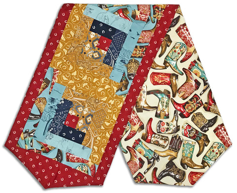 Fully FINISHED Log Cabin Table Runner - Saddle Ranch - Boots