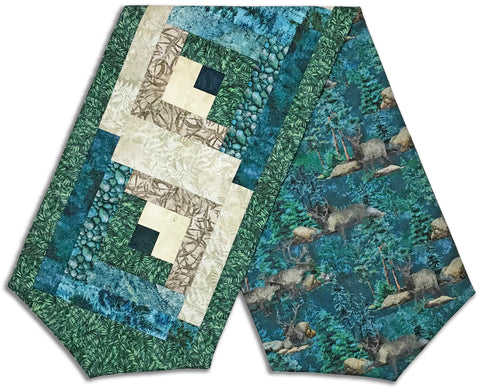 Northcott Pre-Cut Log Cabin Table Runner Kit - Stonehenge Migration