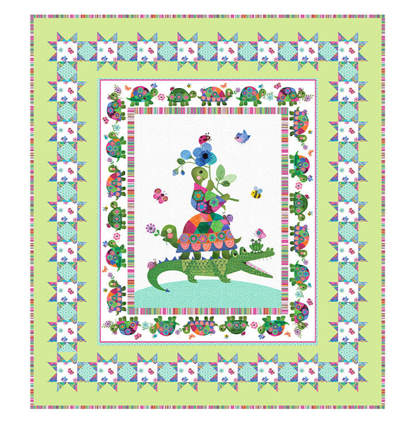 Northcott - Topsy Turtles DQ3698 Toddling Turtles Digital Shop Sample 53" x 59"