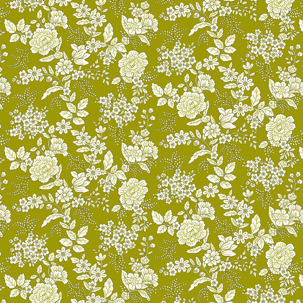 Henry Glass & Co. Tranquility 826 606 Olive Green Floral By The Yard