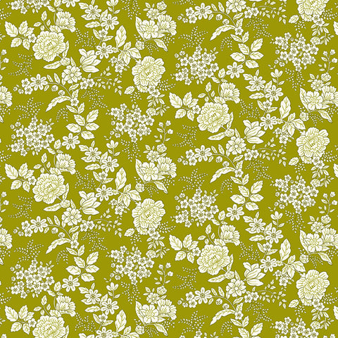 Henry Glass & Co. Tranquility 826 606 Olive Green Floral By The Yard