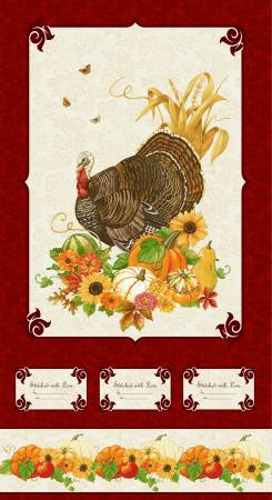 Henry Glass & Co. Turkey Talk 745P 83 Burgundy Multi 24" PANEL By The PANEL (Not Strictly By The Yard)