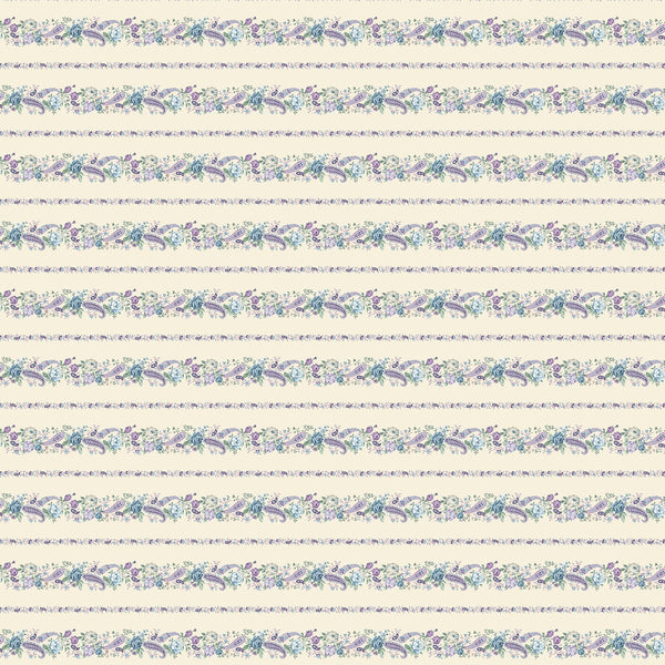 Henry Glass & Co. Twilight Garden F3197 44 Cream Border Stripe Flannel By The Yard