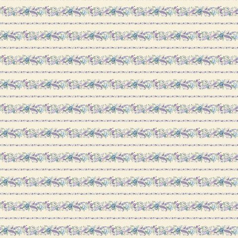 Henry Glass & Co. Twilight Garden F3197 44 Cream Border Stripe Flannel By The Yard