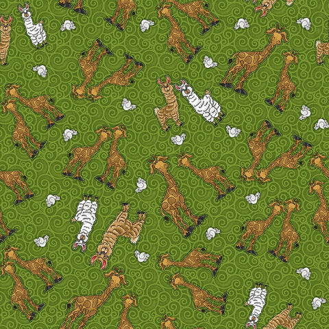 Henry Glass & Co. Two By Two 1755 66 Green Giraffes By The Yard